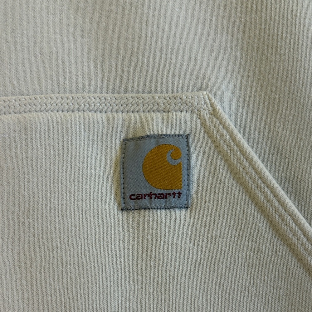 Carhartt Women’s Cream Hoodie with Green Graphic ~ Size Medium ~ EUC - Picture 2 of 7